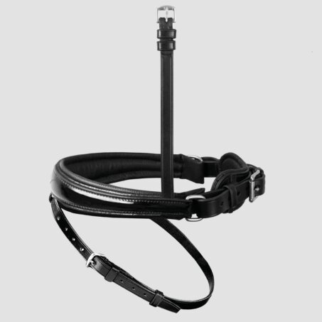 Exchangeable Anatomically-Formed Caveson Special with Patent Leather and Shiny Trim in Metallic-Black and Flash Strap