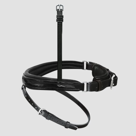 Anatomischer Wechselnasenriemen Reithalfter Spezial mit Lackleder, mit Sperrriemen