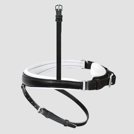 Anatomischer Wechselnasenriemen Reithalfter Spezial, weiß unterfüttert, mit Sperrriemen